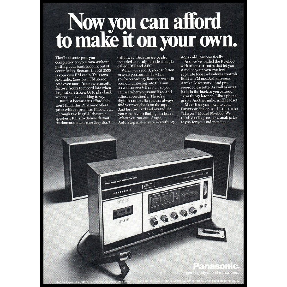 1971 Panasonic RS-253S AM FM Radio Vintage Print Ad Portable Stereo Wall Art